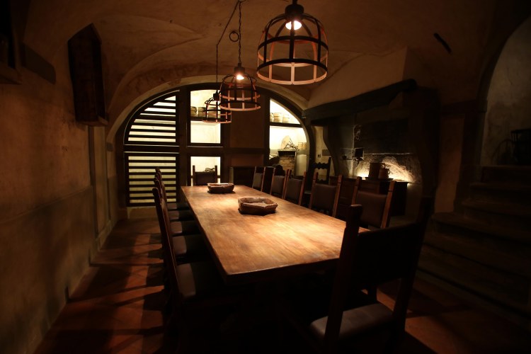 "Locale" Midieval style dining area. Photo by MarcoMori-Edoardo Abruzzese/New Press Photo
