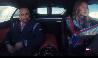 Lewis Hamilton and Gigi Hadid for the #whatsyourdrive campaign with Tommy Hilfiger